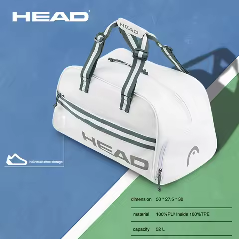 HEAD Tennis Bag Simple Fashion Court Bag Portable Tennis Racket Bag with Shoe Compartment Comfortabl