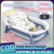 🔥FREE MAT🔥Baby Bath Tub With Stand Besen Mandi Baby Newborn Thermometer Foldable Bathtub 嬰兒洗澡盆