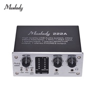 Muslady 222A 2-Channel USB Audio System Interface External Sound Card +48V phantom power DC 5V Power