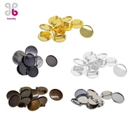 Baosity 10Pcs 25mm Brooch Making Blank Cabochon Bezel Setting Trays for Badge Black