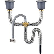 Kitchen sink drain pipe fittings kitchen sink drain pipe sink double sink drain set stainless steel 