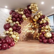 Burgundy Balloon Arch Garland Kit with Burgundy Maroon Gold Confetti Balloons for Birthday Graduatio