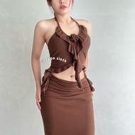 KIYANA Cirebon Cloth - Jaera Jellyfish Top Women's Floral Ruffle Top Women's Concert Top Flower Top