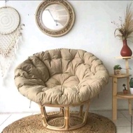 Kursi santai papasan rotan asli bantal jumbo model keong