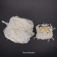 Fancy Glitter Yarn for Crochet Hand Knitting Yarn Light Blue Wool Yarn for Crochet Bags Blended Gold Yarn