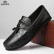 SAGYRITE Kasut Kulit Lelaki Men 'S Loafer Casual Leather Boat Driving Shoes Slip On Men Loafers