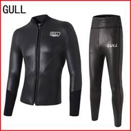 GULL 3mm 潛水衣 男 水母衣 上衣 CR光皮 防寒衣 衝浪衣 防寒 保暖 潛水 盲縫拉鍊 高彈 分體