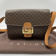 【Celine】碎石花紋 馬車金屬 單肩包