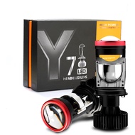 2pcs H4 LED โปรเจคเตอร์ MINI เลนส์ไฟหน้าหลอดไฟการแปลง High Beam LOW Beam Turbo พัดลมรถ H4 LED ไฟหน้า