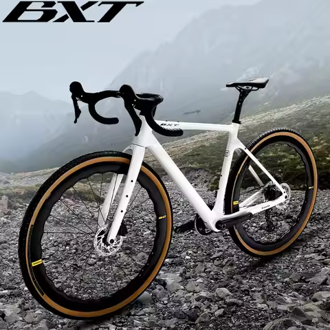 BXT 700C Carbon Fiber Gravel Bike, Racing Road Bike Carbon Fiber Road Bike Hydraulic Disc Brakes GRX