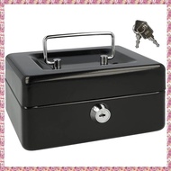 (ZKTI) Locking Metal Cash Box with Removable Coin Tray and Key Lock 150X120X8mm