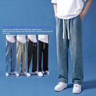 Korean Jeans Men Jeans Men Casual Trend Loose Buggy Drawstring Straight Cut Jeans Seluar jeans lelak