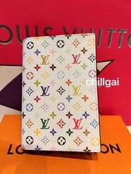 Louis Vuitton LV x Takashi Murakami 白三彩翻蓋護照包