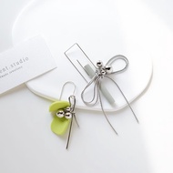 Naomi 原創設計 手工軟陶 幾何線條 蝴蝶結 純銀耳針耳環