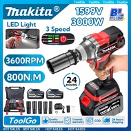 Makita 1599V Cordless Impact Wrench 3000W Brushless 800Nm Torque 3 Speed | Car Wheel Removal | Dual 