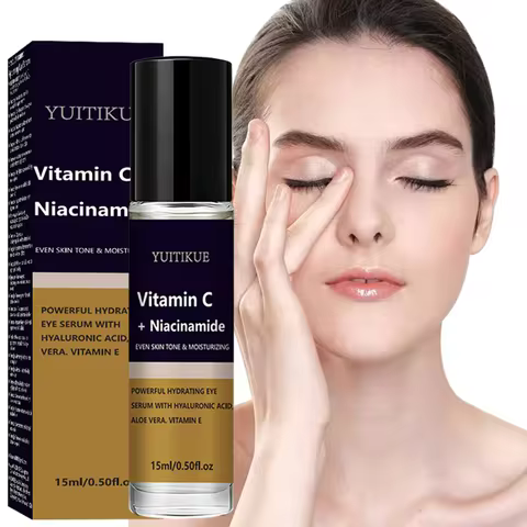 YUITIKUE Vitamin C Niacinamide Eye Serum 15ml, Hydrating & Brightening Eye Serum with Hyaluronic Aci