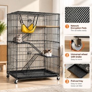 Cat Cage 2/3/4 Pet Cage Cat House Cat Villa With Wheel and tray Easy Assemble for 1-5 Cats