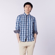 LTD เสื้อเชิ้ตลายตาราง ผู้ชาย สีน้ำเงิน  Checked Shirt  0783