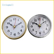 LIVI Mini Clock Insert 2-1 2Inch 65mm Round Movement Clock White Face Golden Silver Tone Arabic Nume