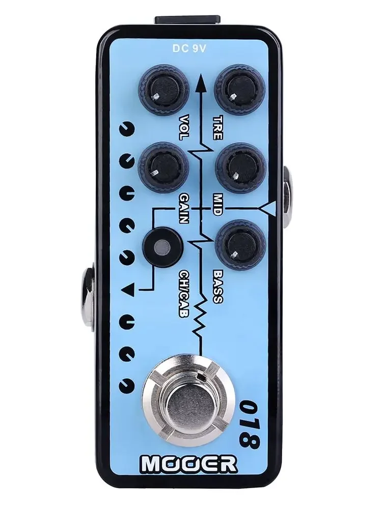 MOOER 018 Custom 100 กีตาร์ดิจิตอล Preamp ตู้จําลอง Dual ช่อง 3-Band EQ & Gain กีตาร์ไฟฟ้า