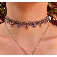 Amethysian Necklace Macrame Choker boho bohemian necklace