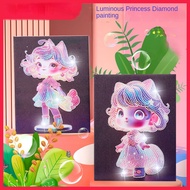 Luminous princess crystal painting DIY children's cartoon handmade 3D painting anime girl