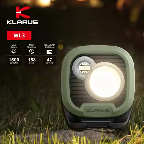 Klarus WL3 Portable COB Flashlight Dual-color Camping Light 1500 Lumens 13500mAh Rechargeable Batter