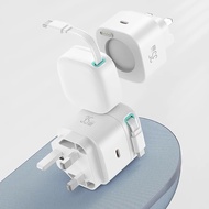 Wall Charger Magnetic Retractable Type-C Cable, 35W Fast Charger UK Plug