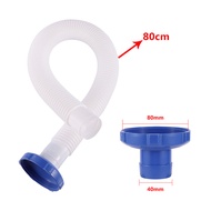 Pool Skimmer Adapter&Wall Mount Tube 80cm White Hose 40mm Barb to 80mm Female Thread Blue Connector 