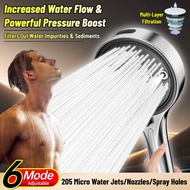 TSONG #064-A Powerful High Pressure Rainfall Shower Head Set 13.5cm Large Panel SPA Experience 6-Mod