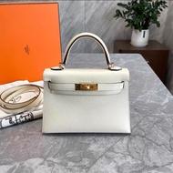 爱马仕 Hermes mini Kelly 二代 奶油白 U刻 epsom皮 金扣 全套无票