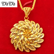 pure real 18K Saudi Gold necklace from women pawnable Geometric Sunflower Travel Memorial Geometric Necklace for women