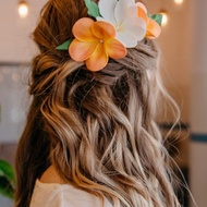 Orange white plumeria hair comb, hawaiian hair clip, tropical eternal flower