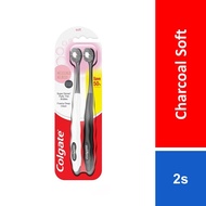 Colgate Cushion Clean Charcoal Super Dense Fluffy Thin Toothbrush Soft 2s [Valuepack]