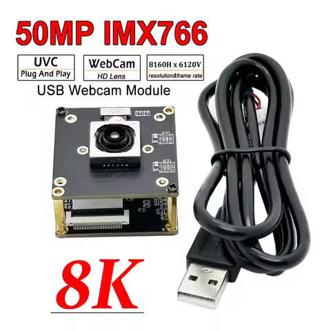 50 Megapixel HD 50MP 8160 x 6120 USB Camera Module IMX766 USB2.0 Webcam OTG UVC PCBA No Distortion A