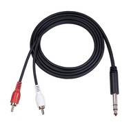 pinkdayone-SG 6.35mm Male to Dual RCA Cable 1/4 Inch Double Stereo Audio Gold Plated 4.9Ft TV CD DVD