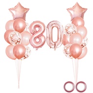 25pcs Rose Gold Mixed Balloons Set 80th Birthday Party Decorations 80 Years Old Woman Birthday Party