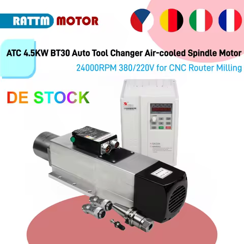 【EU / US Stock】4.5KW ATC Automatic Tool Change Air Cooled Spindle Motor BT30 24000rpm & 5.5KW Fuling
