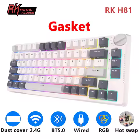 RK H81 Royal Kludge Gasket Structure Tri-mode Mechanical Keyboard 81 Key 80% RGB Backlit 2.4G Wirele