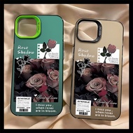 Cool Rose Pattern Phone Case Compatible for IPhone 15 13 11 14 12 Pro X XS MAX 7 8 Plus Se2020 Fashion Metal Lens Protector Shockproof Casing Shockproof