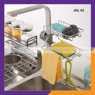 Giá inox Kệ inox 304 cao cấp gắn vòi chậu rửa bát - HGshop JGL01- Giá 2 tầng đựng giẻ rửa chén bát g