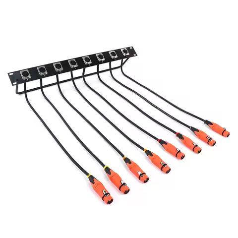 GuerGuo 8 Port/Way/Hole Hinged Patch Panel - 1U 19" Rack Mount D-Type Connectors,3PIN XLR Female Pan