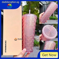 [in stock]710ml/24oz Starbucks Mermaid Scales Cup Fish Scale Cup Tumbler Double Layer Plastic Straw Cup