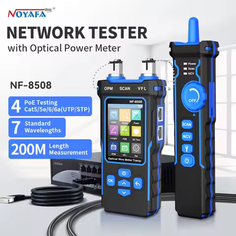 Noyafa Network Cable Tester NF-8508 Cable Tracker with OPM VFL PoE Checker Measure Length Cable Test