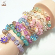 [CH] Lovely Crystal Beads Daisy Charm Fortune Bracelet Girls Wrist Chain Bangle Jewelry CH