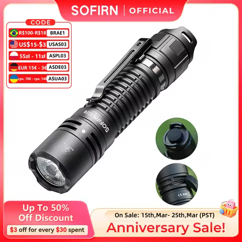 Sofirn SC28 Powerful Light Tactical XHP50B HD Rechargeable Flashlight 2800 Lumens Lantern EDC Torch 