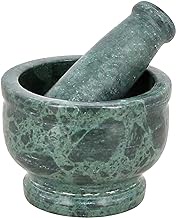PARIJAT HANDICRAFT Handmade Green Marble Mortar and Pestle Set - 2.5 x 3.9 Inch Mortar With 3.6 x 1.5 Inch Pestle - Artisan Crafted in India
