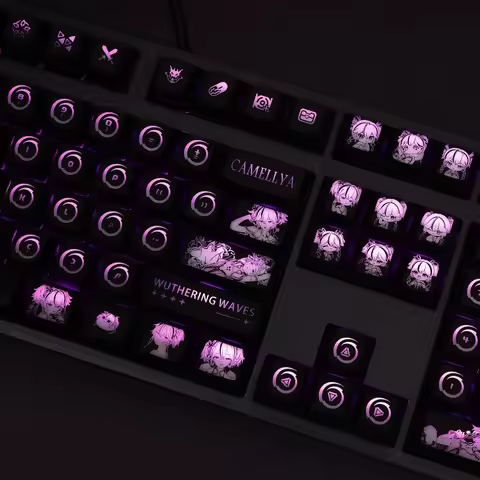 104 Keys Camellya Wuthering Waves Anime DIY Custom DIY Backlit Keycap Coating for Mechanical Keyboar
