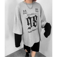 DOUBLE LAYER LONG SLEEVE T-SHIRT FOR MEN AND WOMEN WITH 98 PRINT MOTIF OVERSIZED SIZE 7XL 6XL 5XL 4X