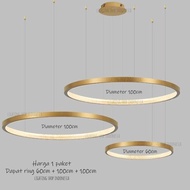 Lampu Gantung Gold Ring 60Cm 80Cm 100Cm Dan Kop 3L 1Paket Ruang Tamu